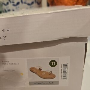 a new day White Dual-Strap Flat Sandals with Tan Footbed